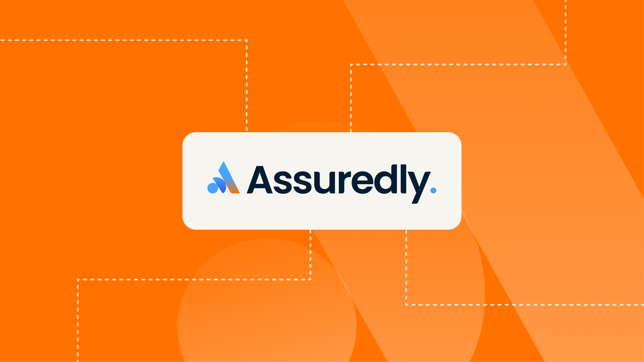 Assuredly logo on an orange brand background