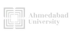 Ahmedabad University logo with stylized square labyrinth design to the left of the text.