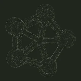 Wireframe model of a geometric structure with interconnected nodes forming a pentagonal shape.