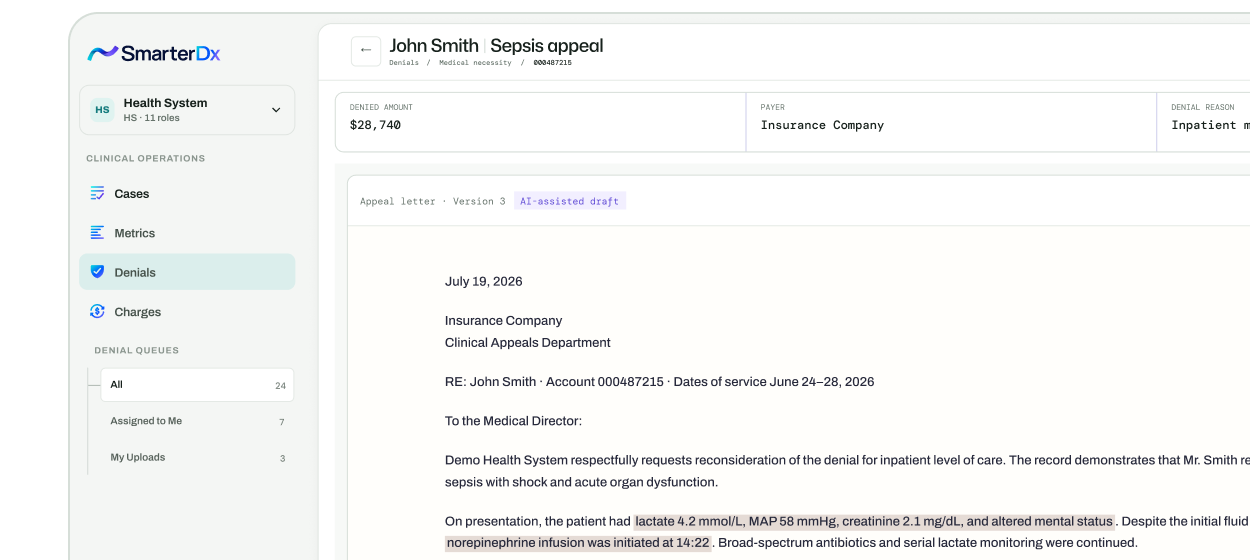 SmarterDenials dashboard