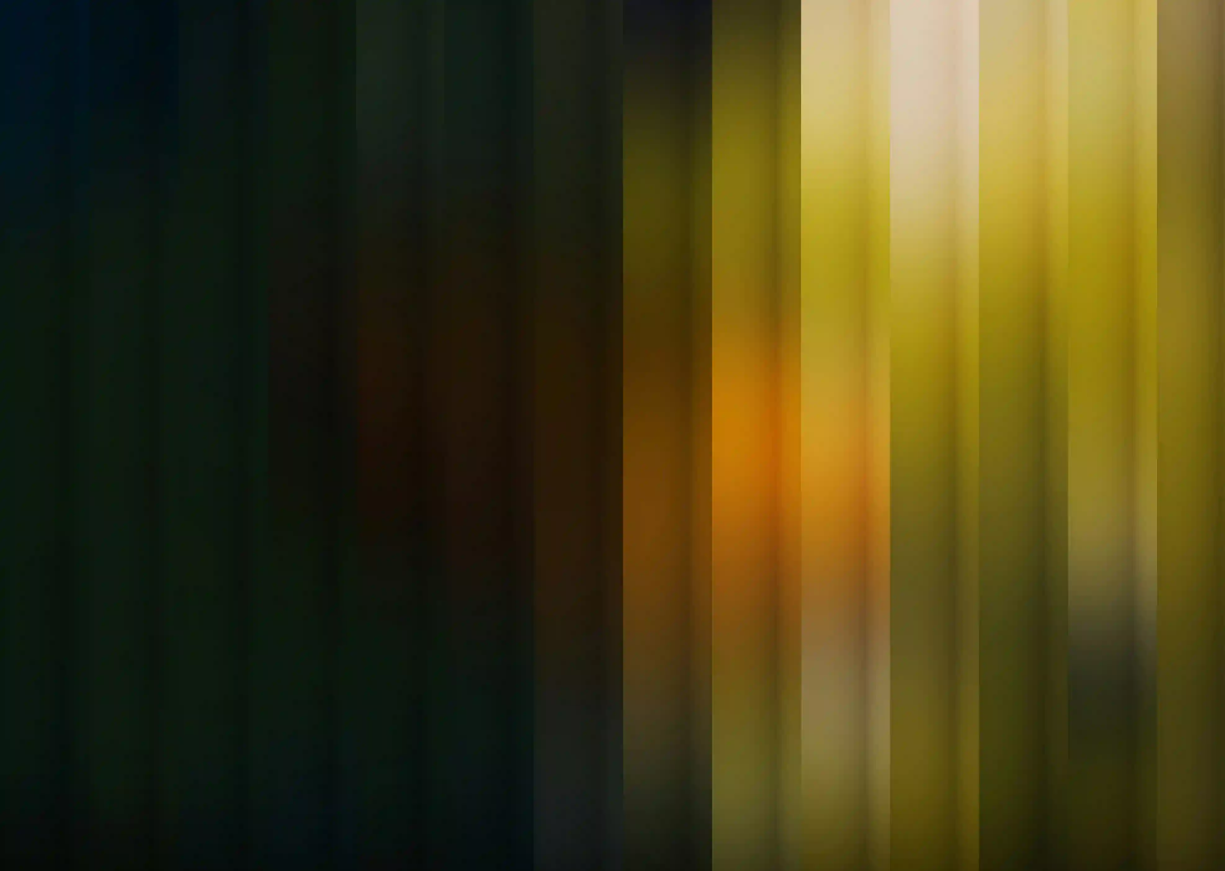 Vertical stripes in dark green, brown, orange, yellow, and beige blending softly in abstract pattern.