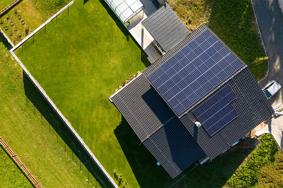 Solar panels on top of a roof