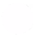 Minimalist white circular artwork with irregular borders on a transparent background.