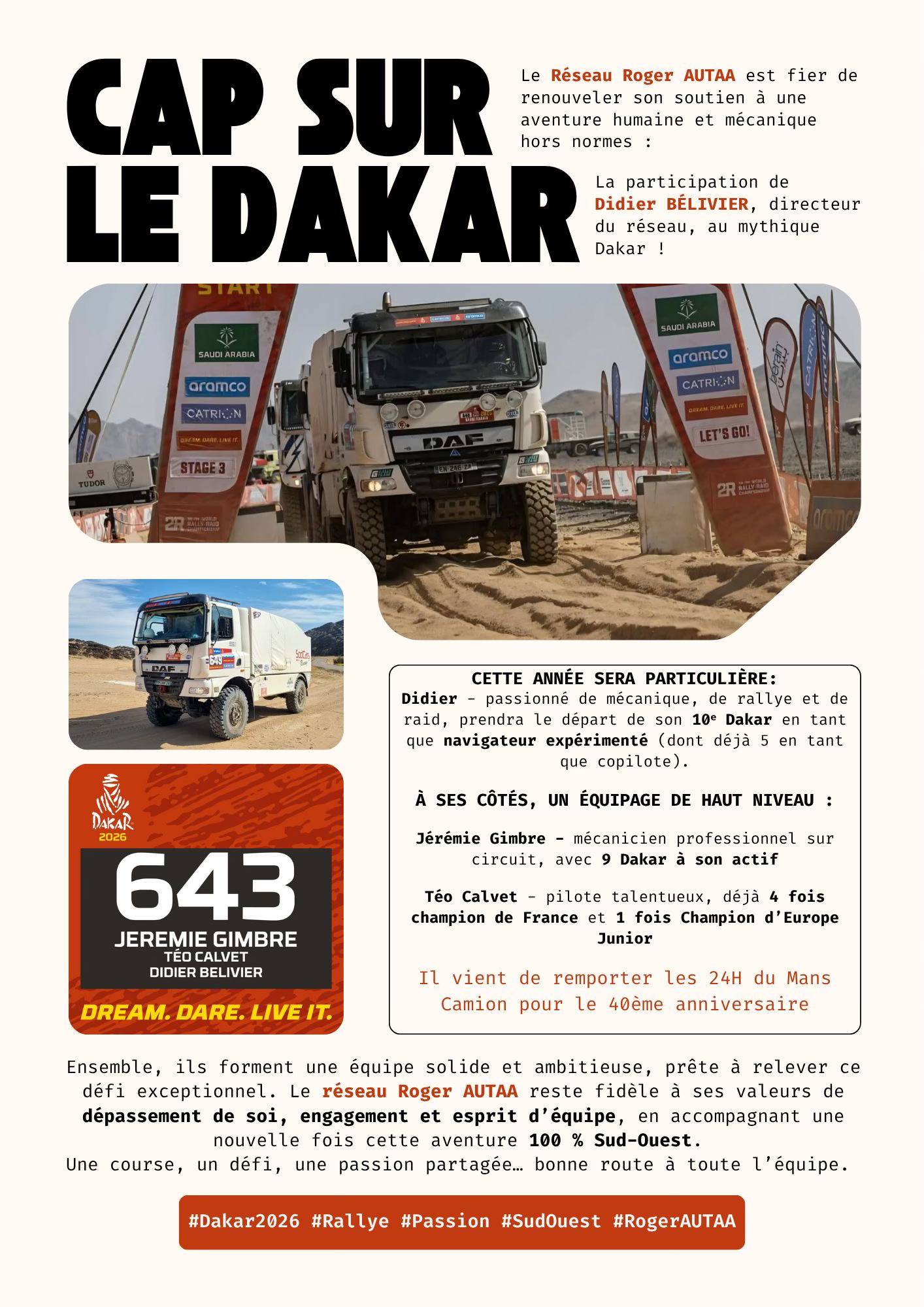 Roger AUTAA soutient la participation au rallye Dakar