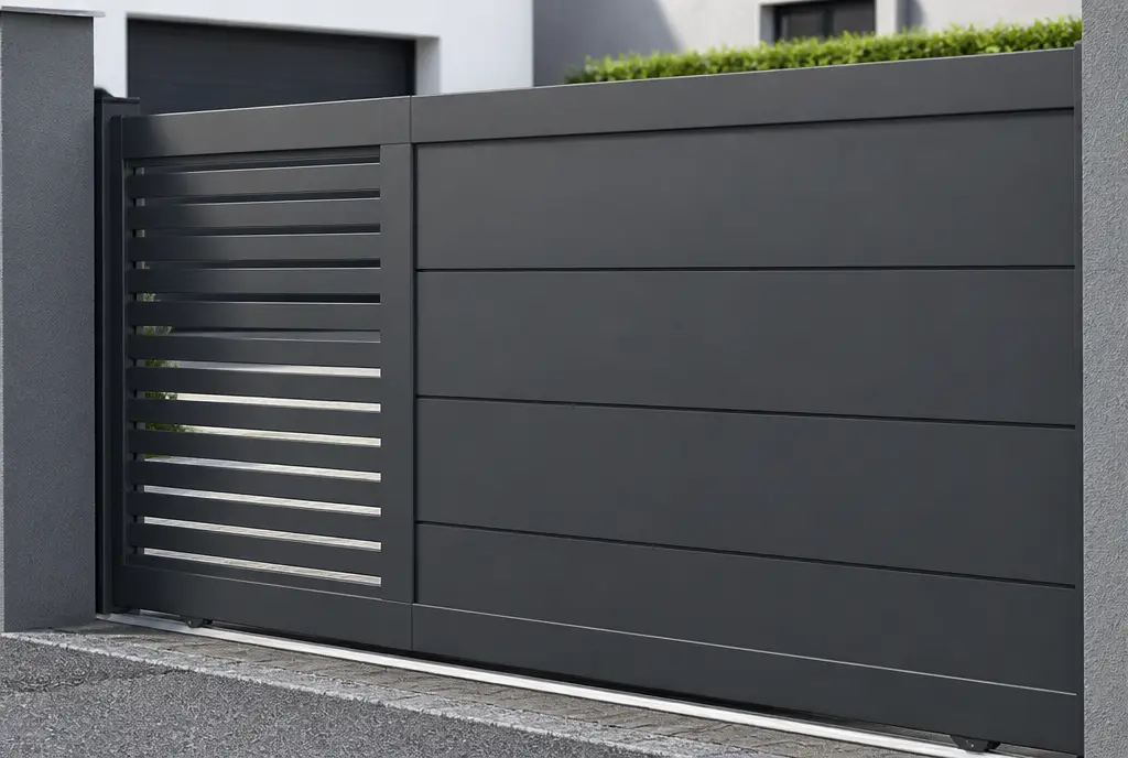 Portail coulissant en aluminium anthracite