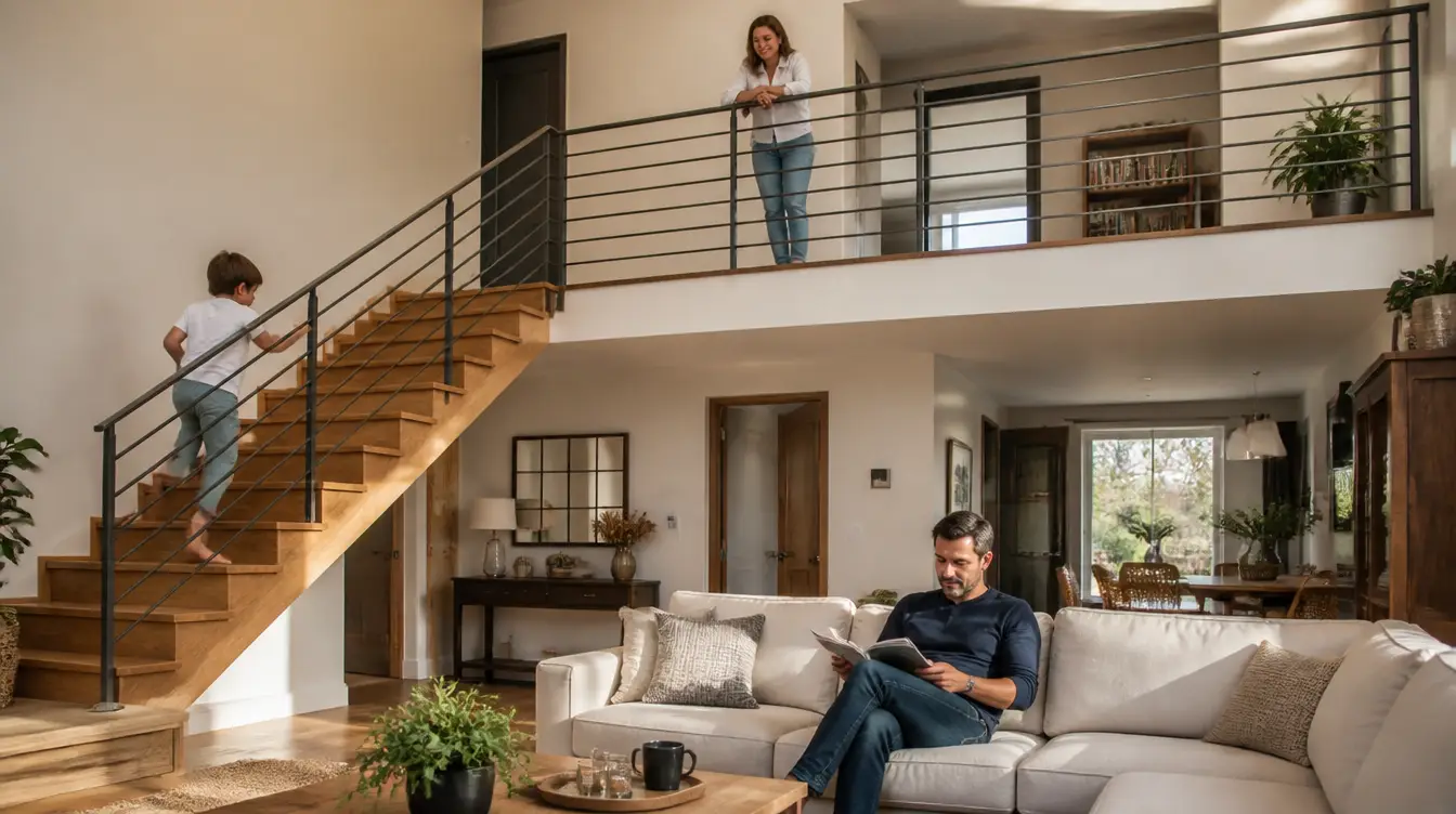 Garde-corps pour escaliers ou mezzanines en situation