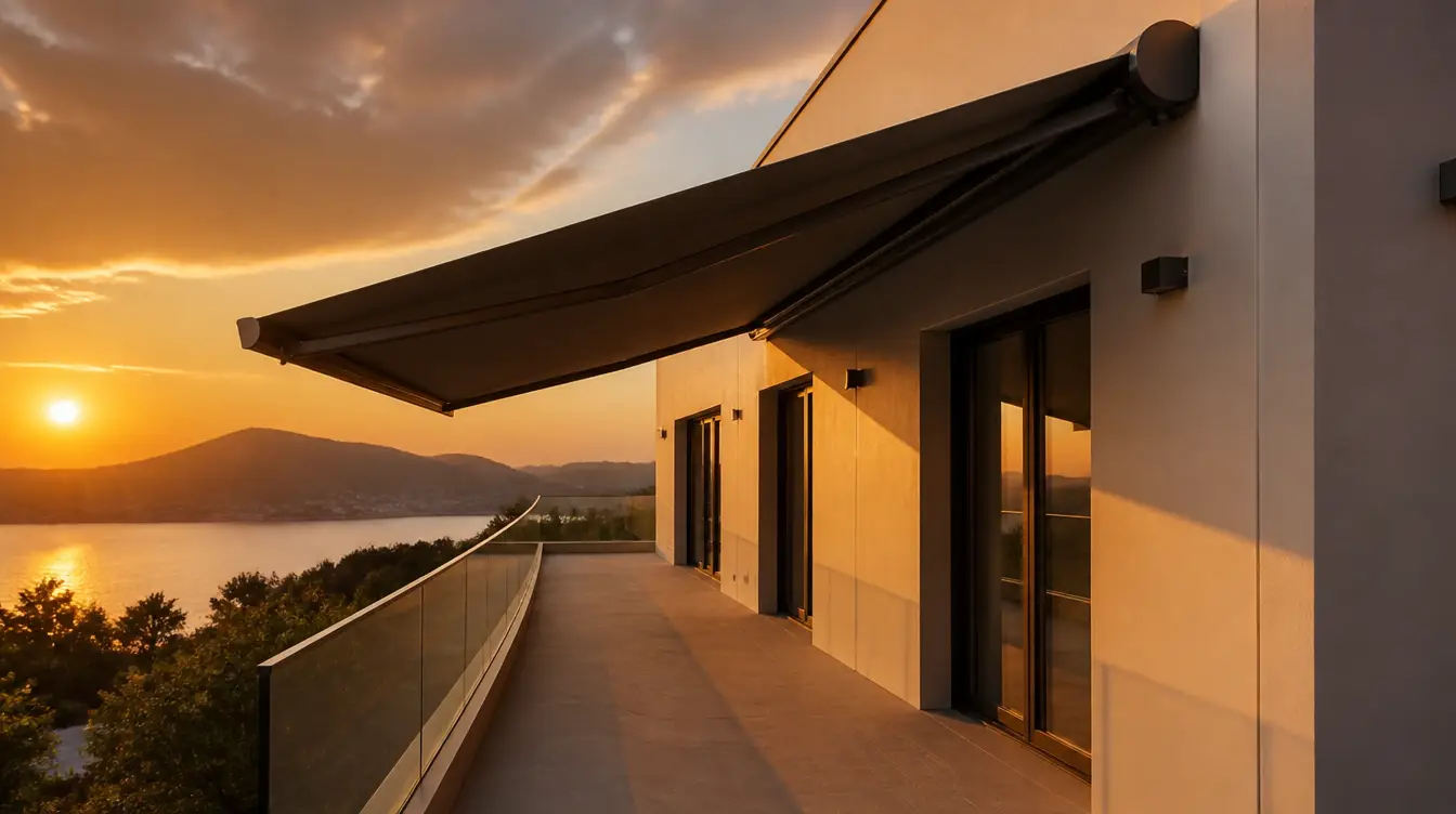 Store loggia ou balcon en fin de journee