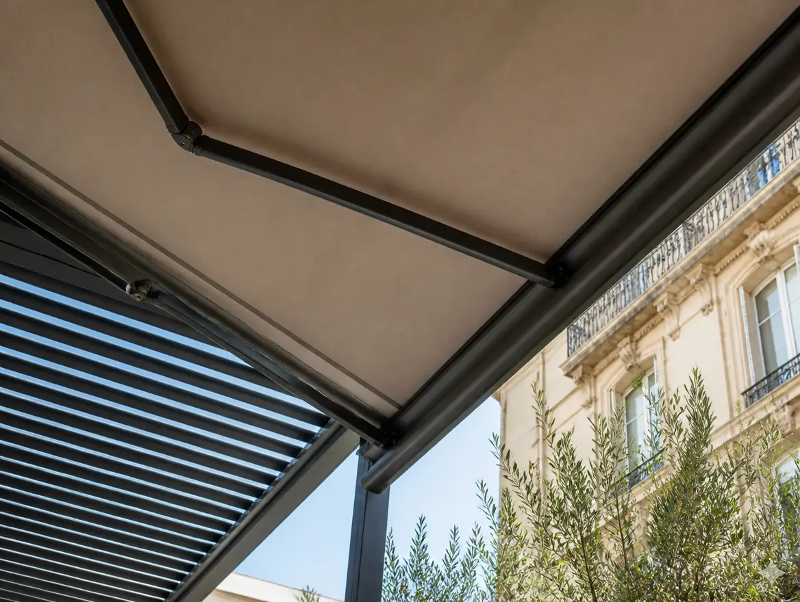 Stores et pergolas pour terrasses de restaurant, vue 2