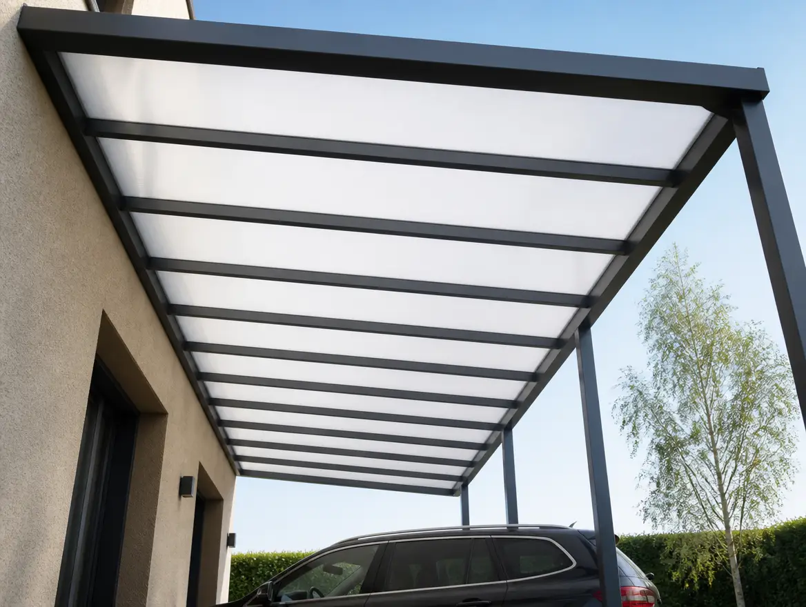Carport mural / adossé à la maison, vue 2