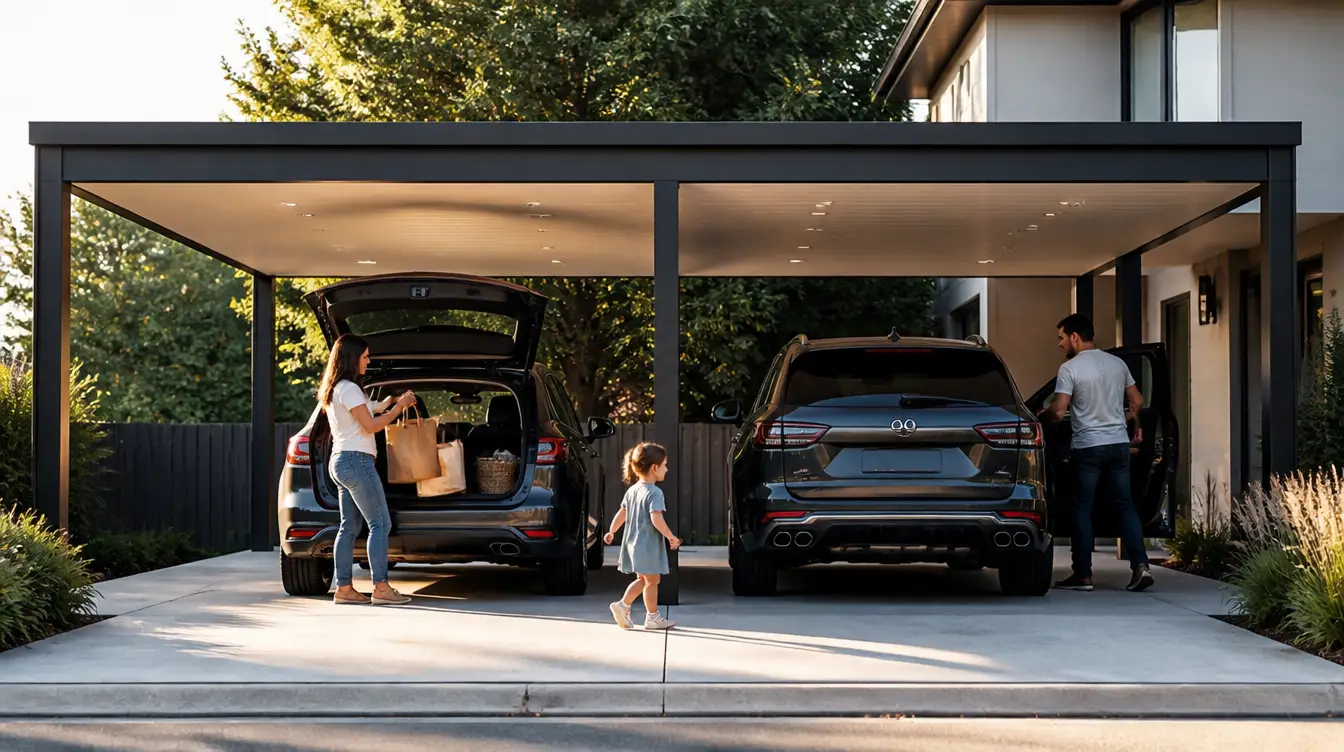 Carport double ou en vis-à-vis en situation
