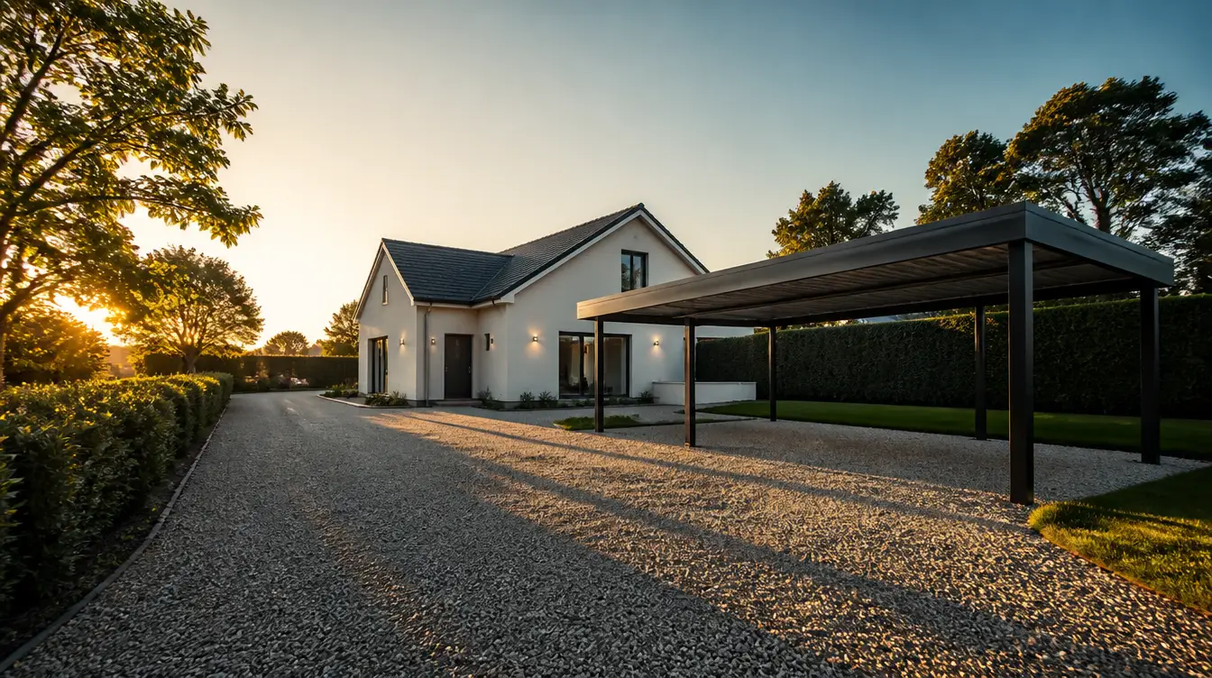 Carport simple en fin de journee