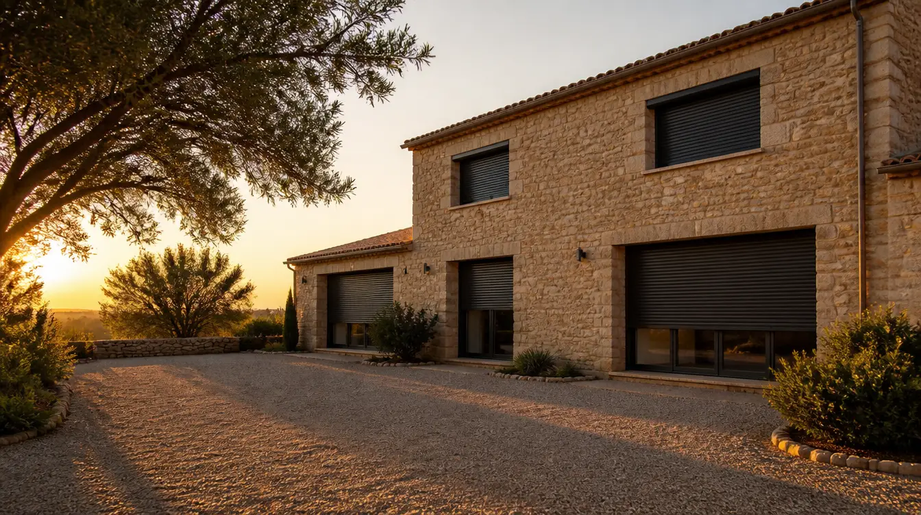 Volets roulants aluminium en fin de journee