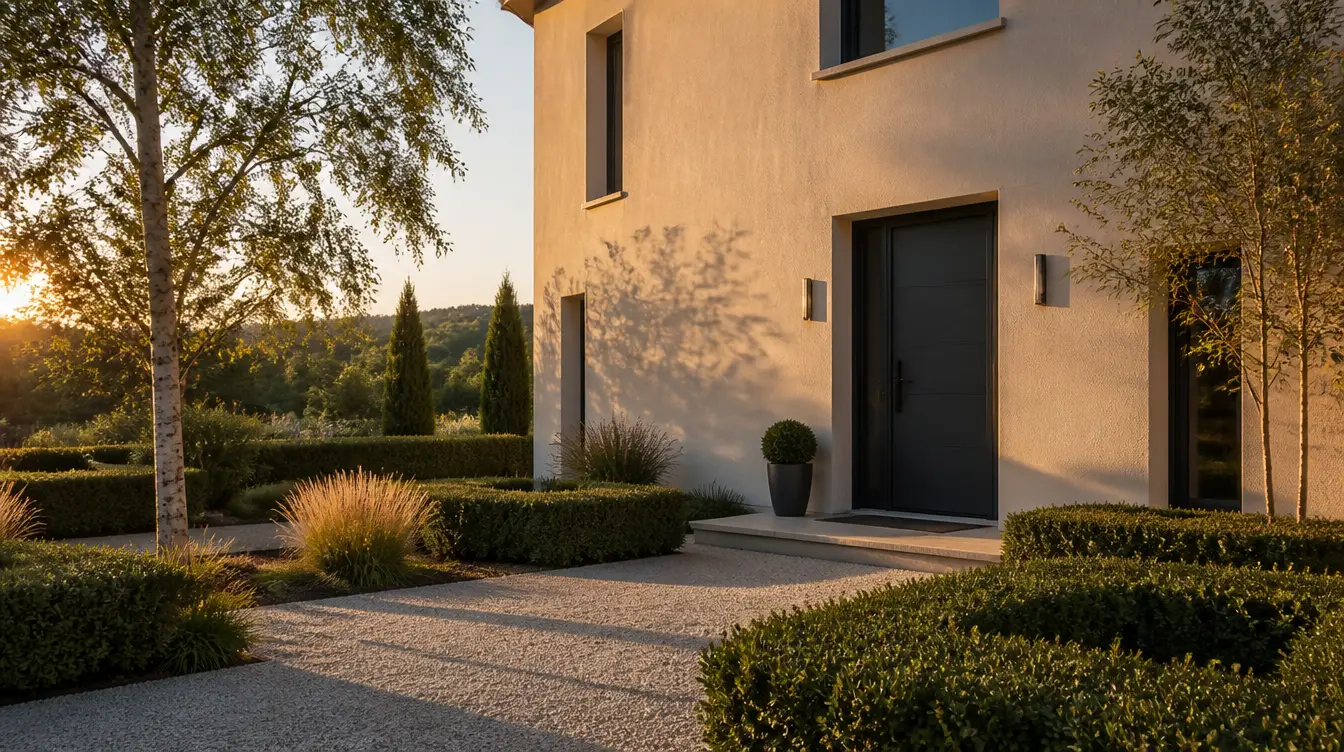 Portes d’entrée contemporaines en fin de journee