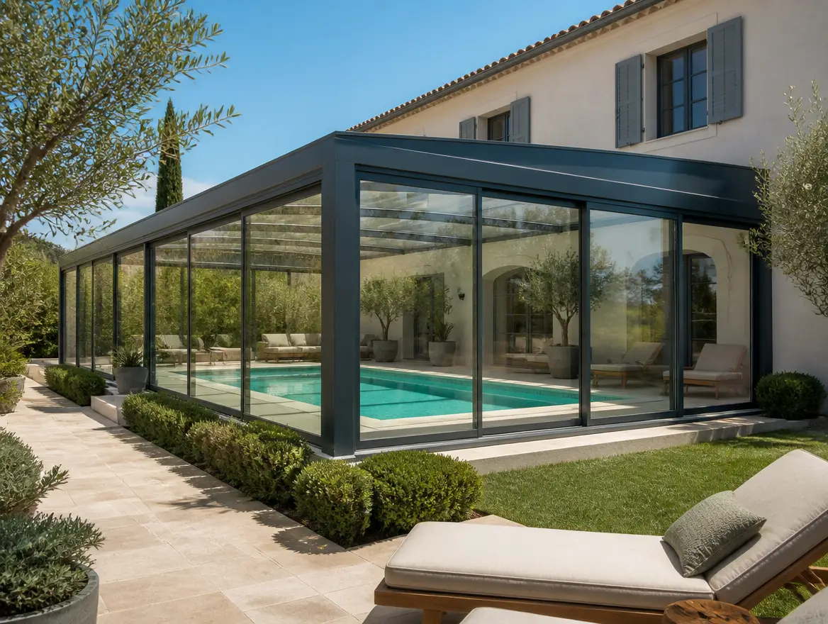 Vérandas couverture piscine, vue 1