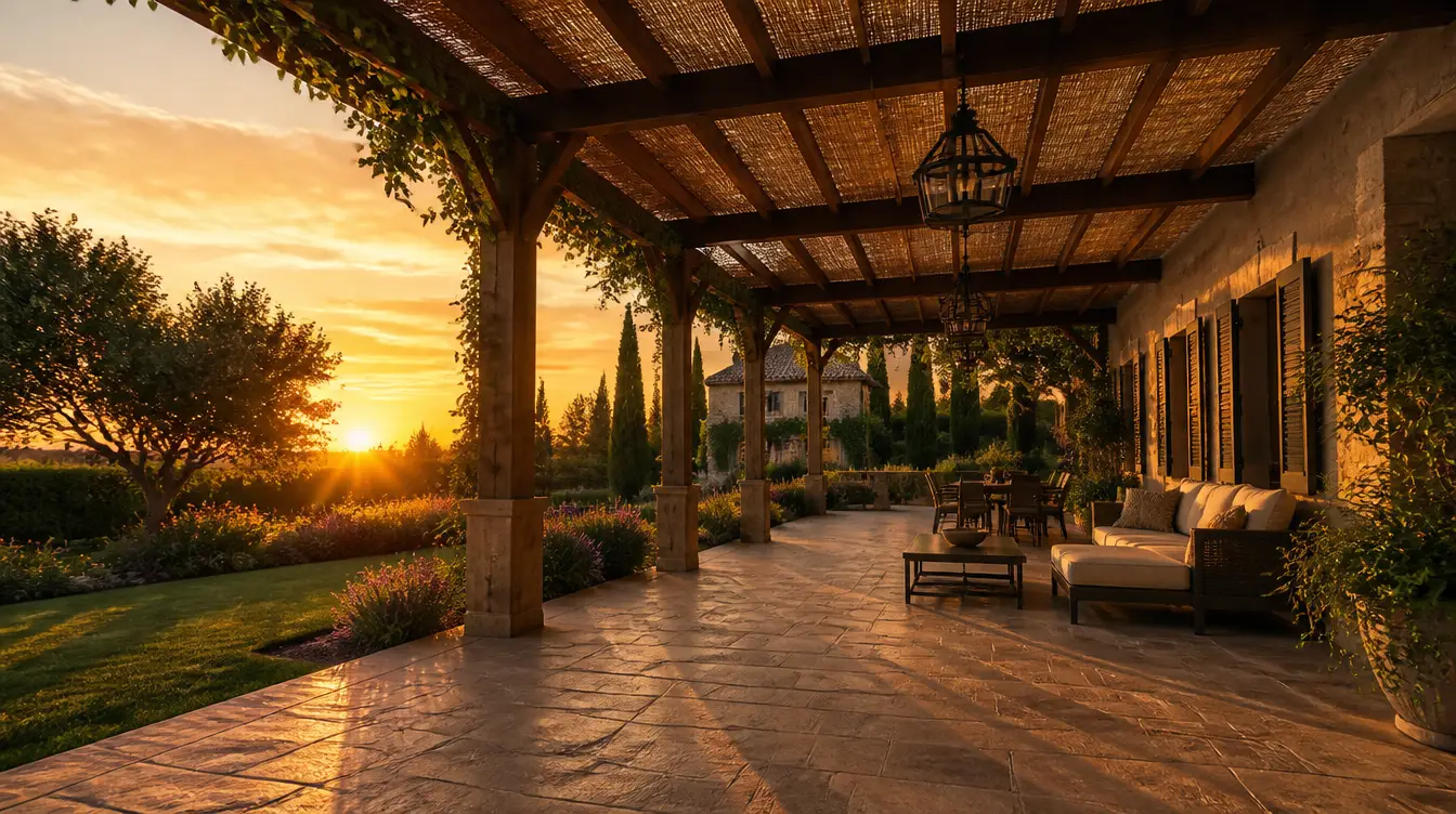 Pergolas à toile en fin de journee
