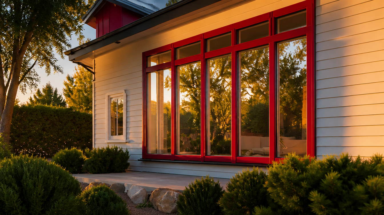Ambiance de fin de journee sur la baie rouge et le jardin