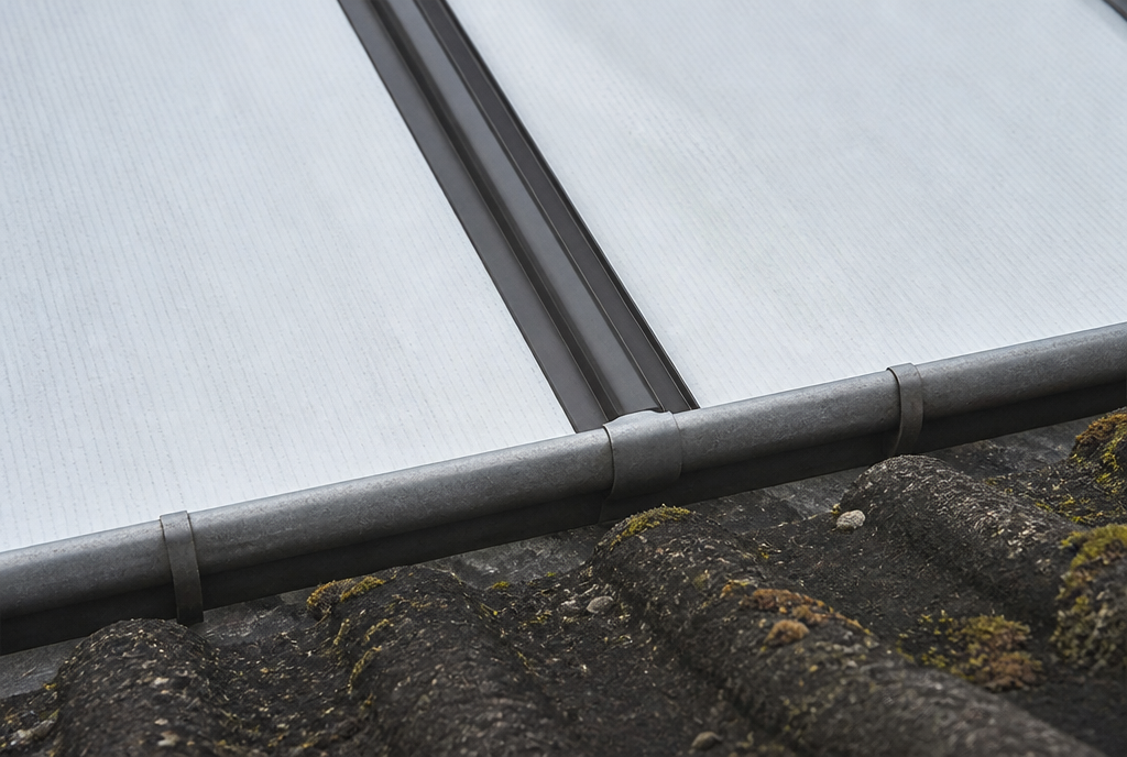 Detail du profile aluminium, du joint d'etancheite et des panneaux isolants 16 mm