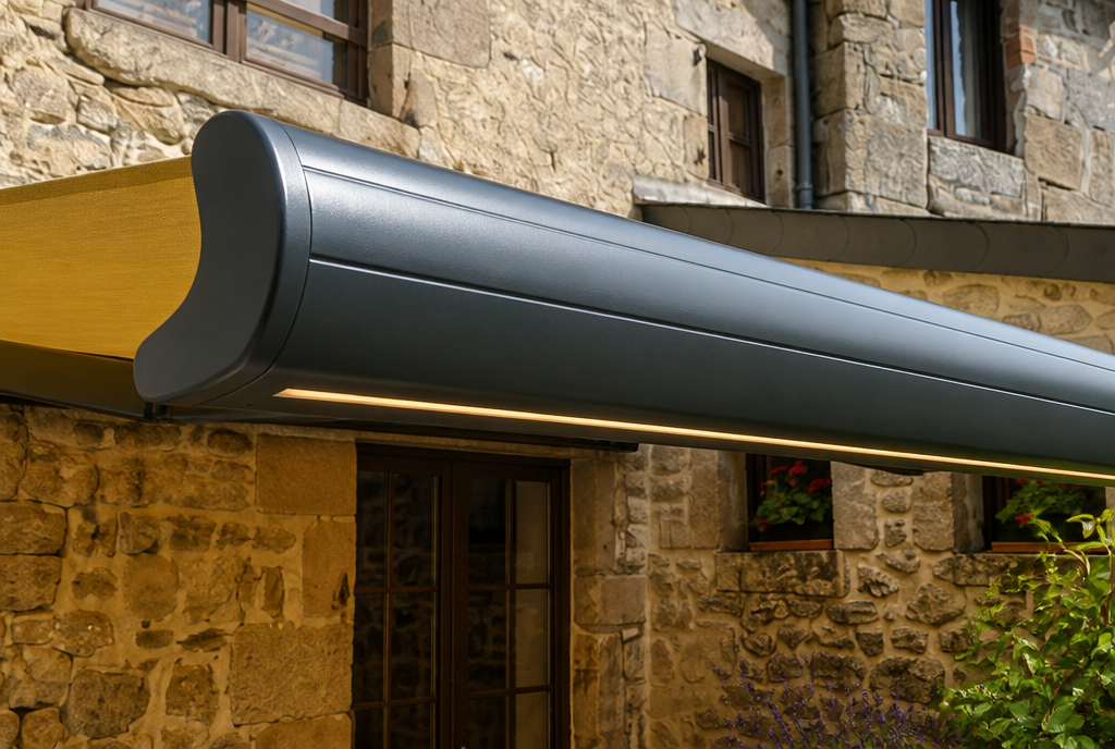 Detail de la barre de charge, du coffre aluminium et de l'eclairage integre