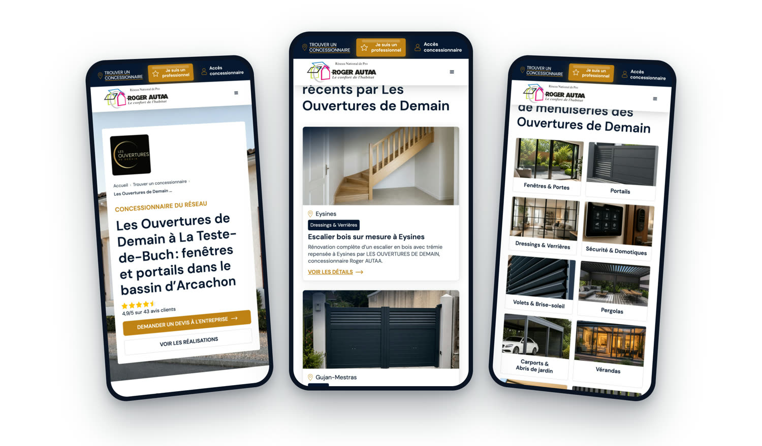 La page pro vue sur téléphone