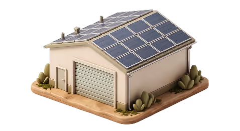 Illustration 3D d'une maison avec des panneaux solaires sur le toit