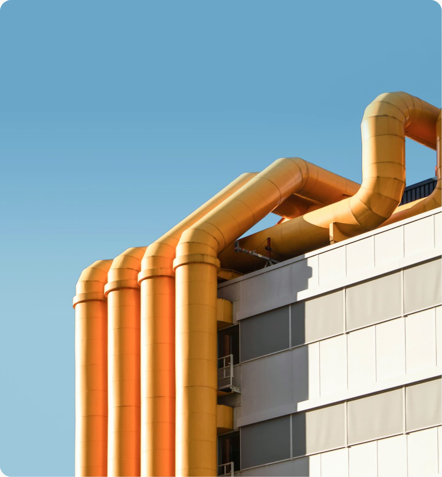 Rooftop ductwork on a commercial building
