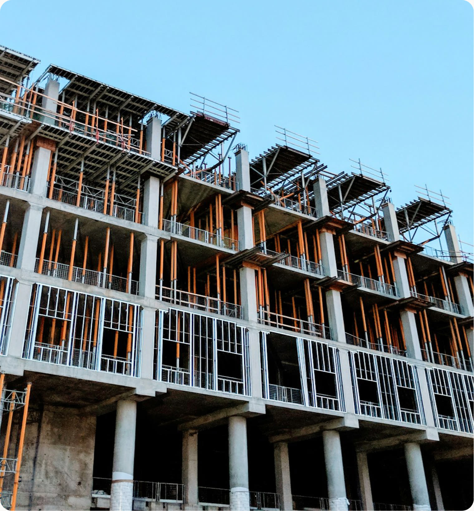 Rooftop ductwork on a commercial building