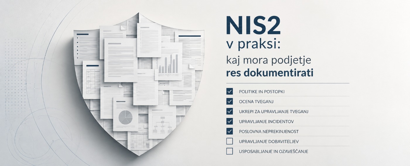 Ščit iz dokumentov ob seznamu zahtev NIS2