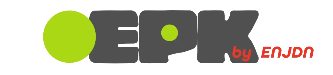 Text logo reading EPK with green dots and the words by ENJDA in red.