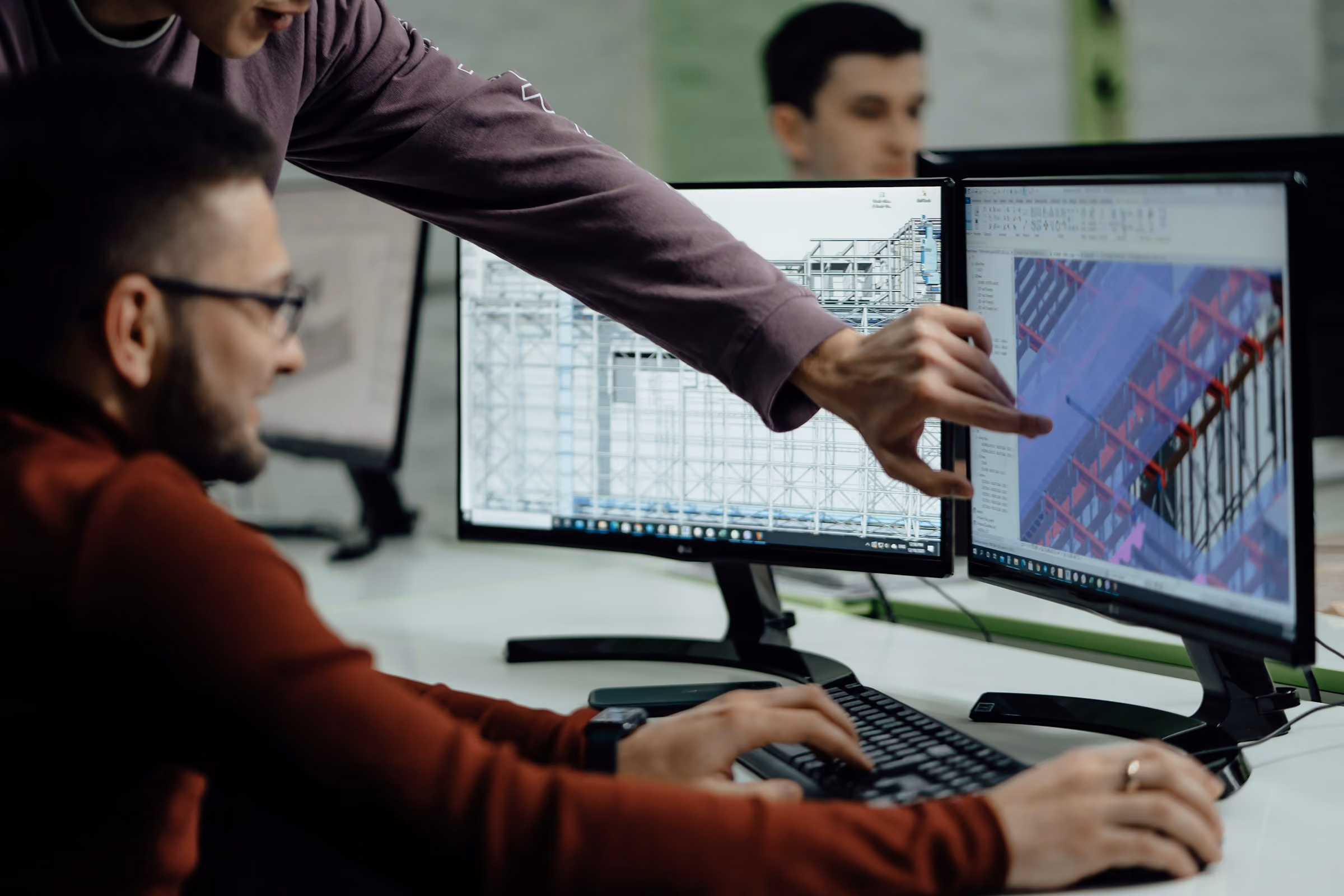 looking at designs on monitors