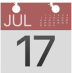 Calendar page showing July 17 with a red top section and gray bottom section.