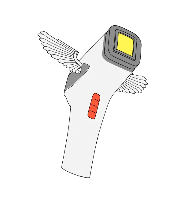 Flying laser illustration.