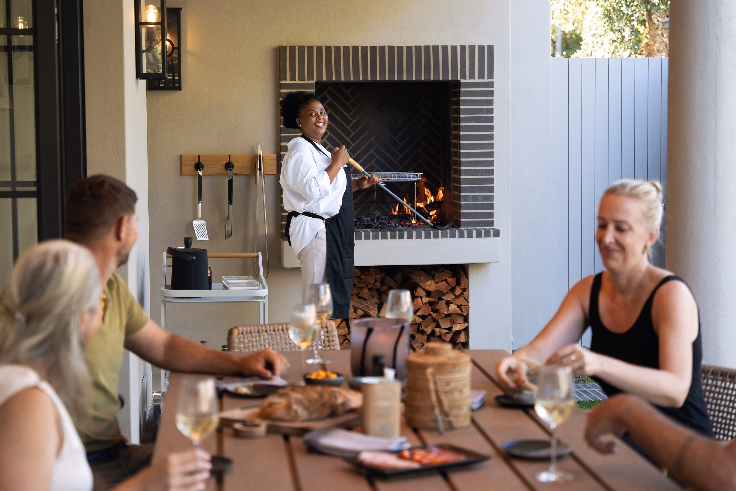 Outdoor dining set up on a wine estate in the Cape Winelands