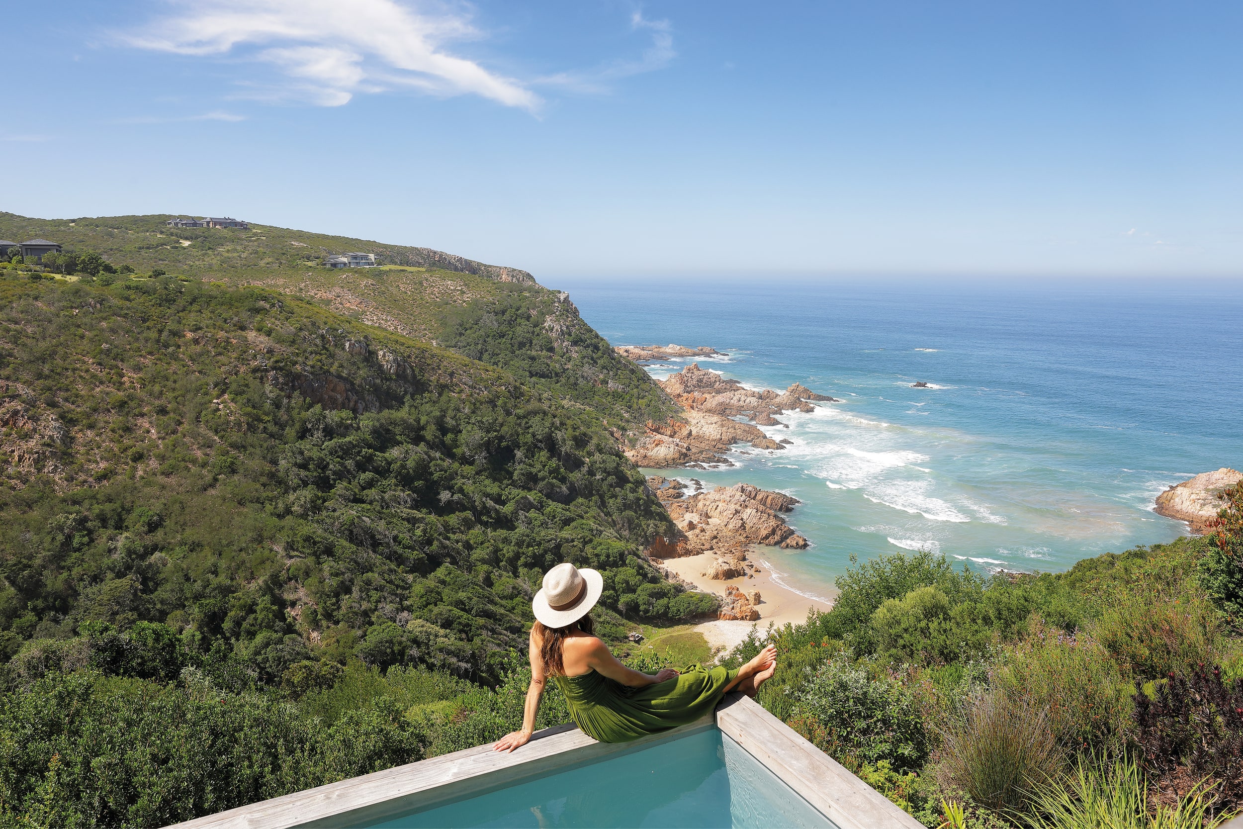 Infinity pool on a clifftop above the ocean, Garden Route