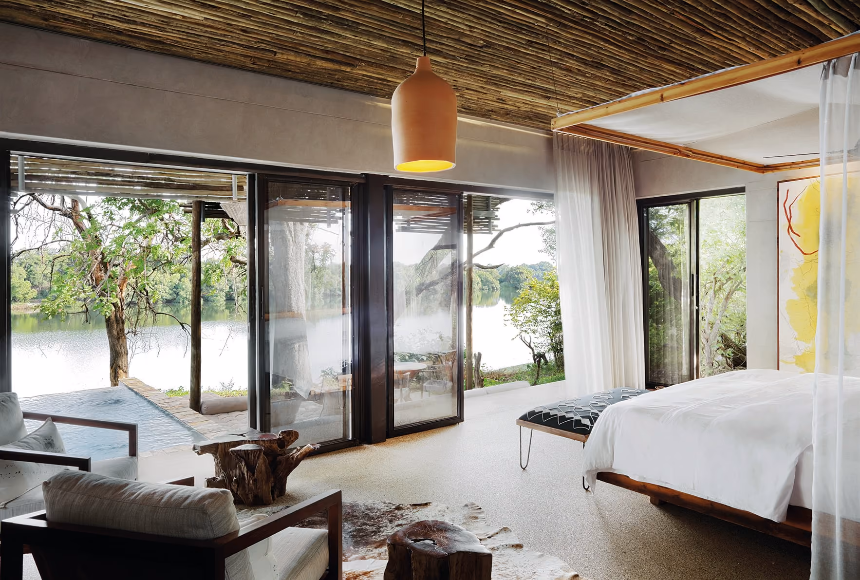 Bedroom interior at a lodge near Victoria Falls