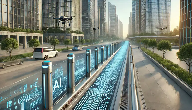 Photorealistic image of an AI guardrail.