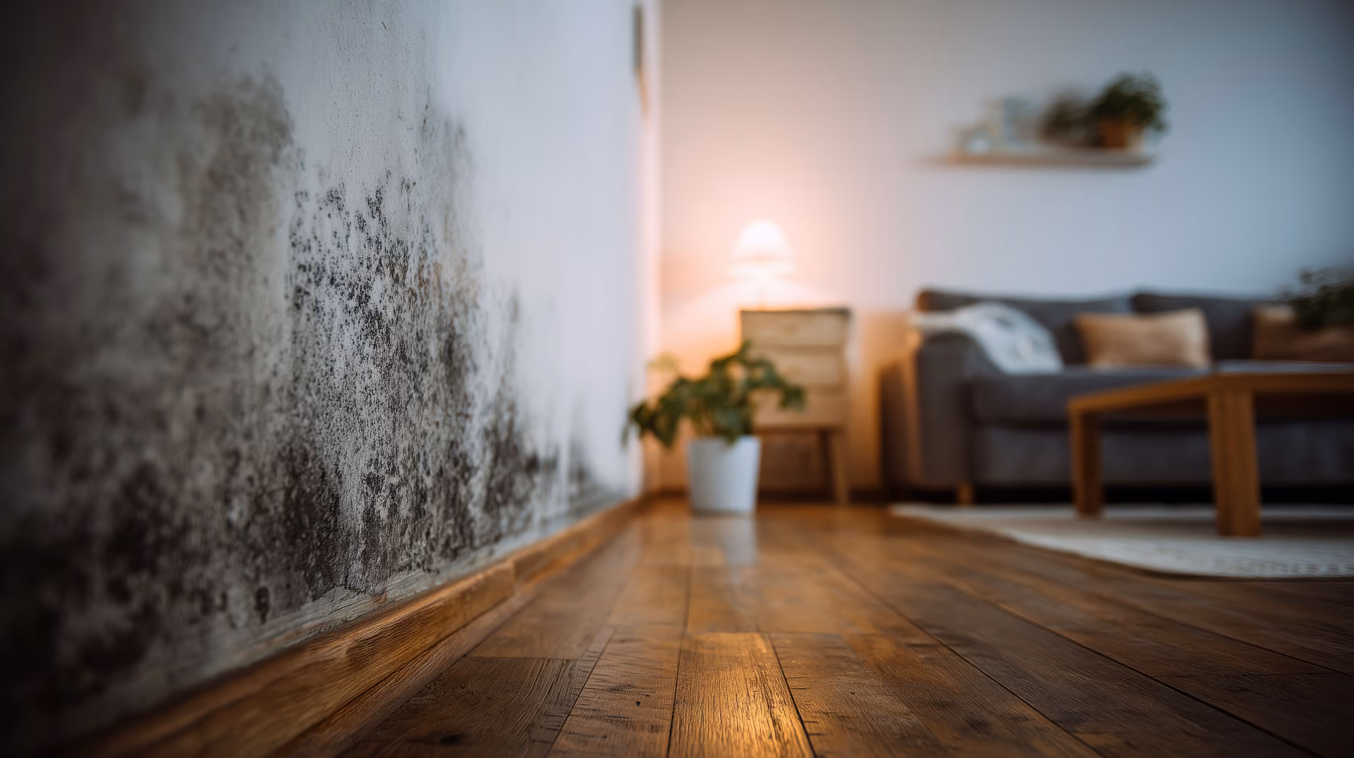 Damp on wall in room