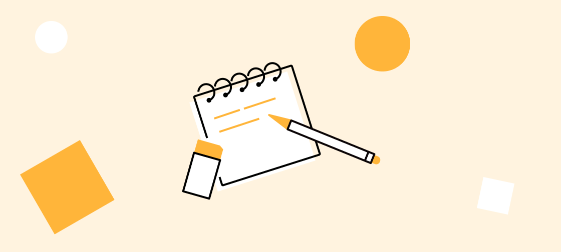 Training thumbnail: a stylised image of some training notes, including a pen and an eraser, in different shades of orange