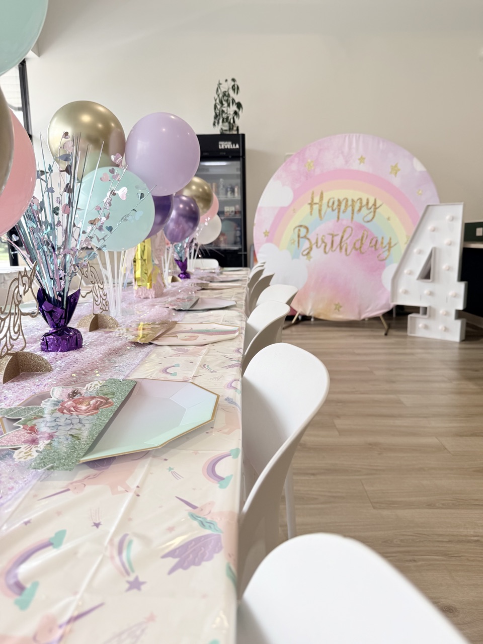 Birthday party setup at Playful Pines