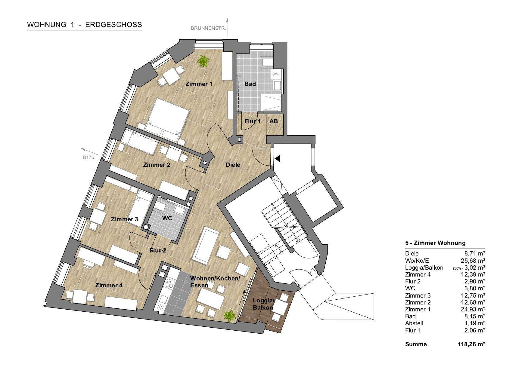 Grundriss Wohnung 1
