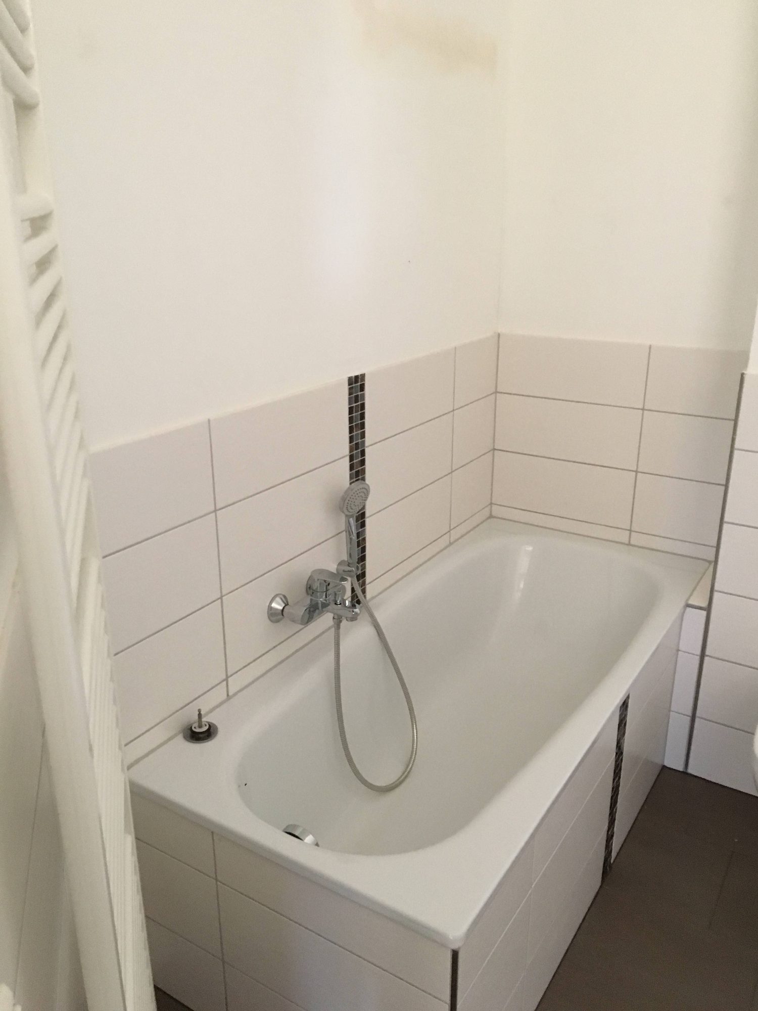 Tageslichtbad mit Badewanne und Handtuchheizkörper