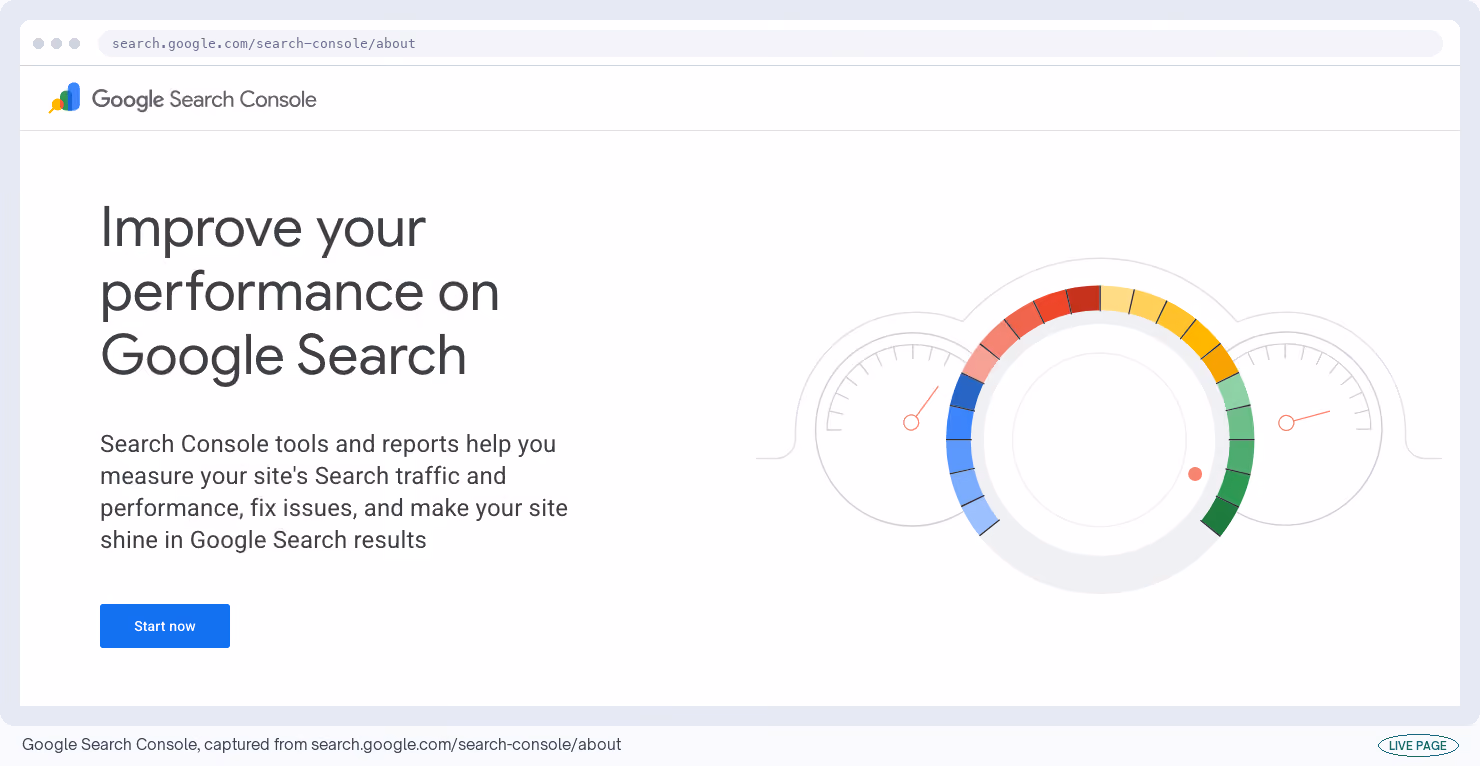 Google Search Console, captured from its own site