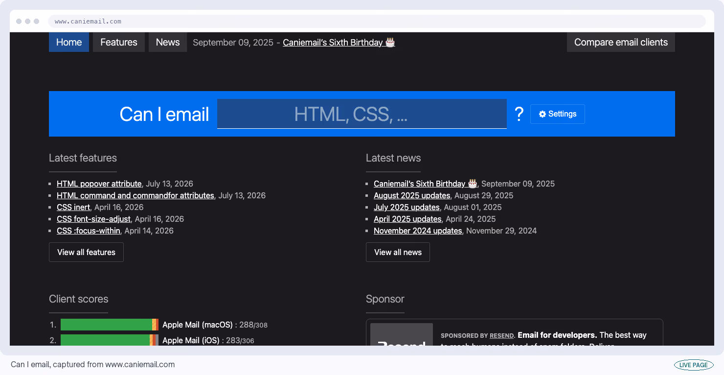 Can I email, captured from its own site