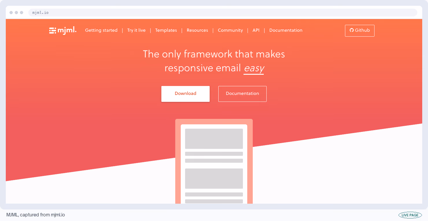 MJML, captured from its own site
