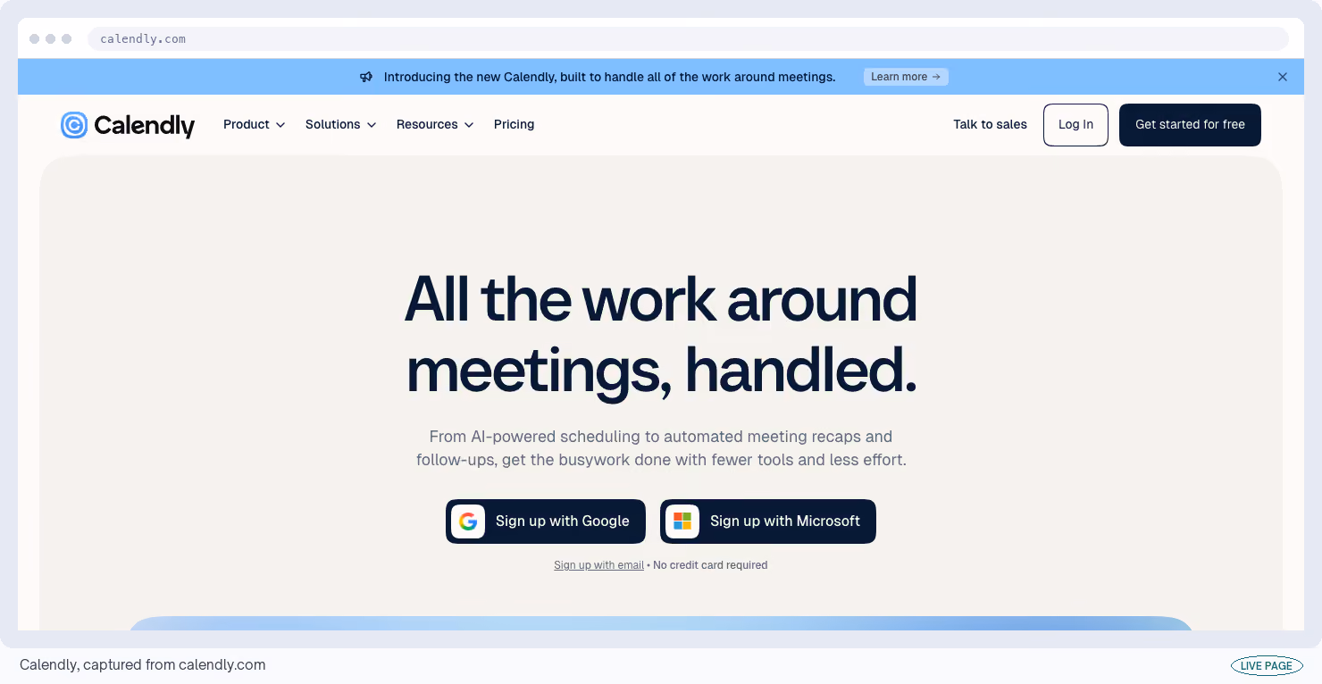 Calendly, captured from its own site