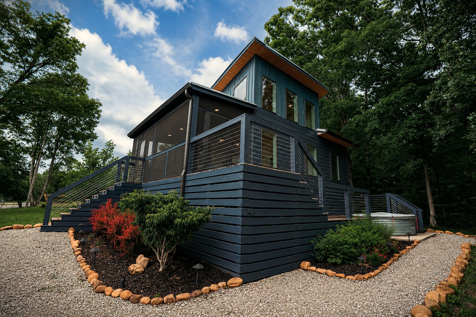 Exterior twilight view of the tiny home at 60 Dwellings Dr Lot 180, Tracy City TN.