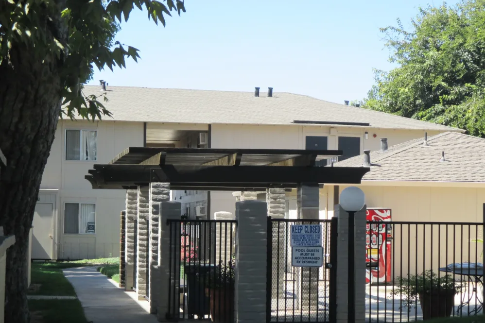 Exterior of pool gate