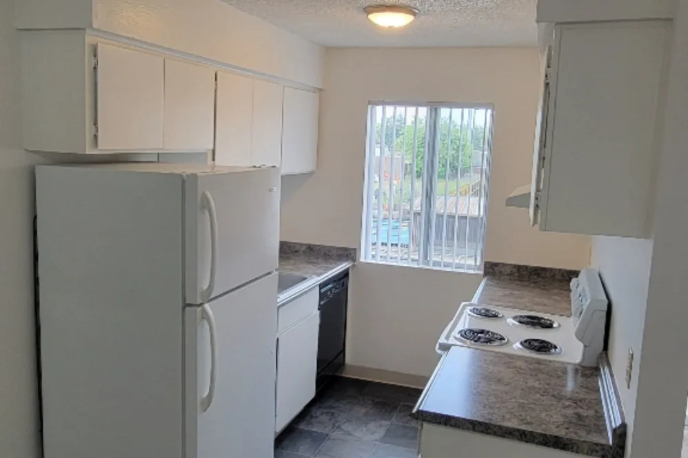 Kitchen with white cabinets