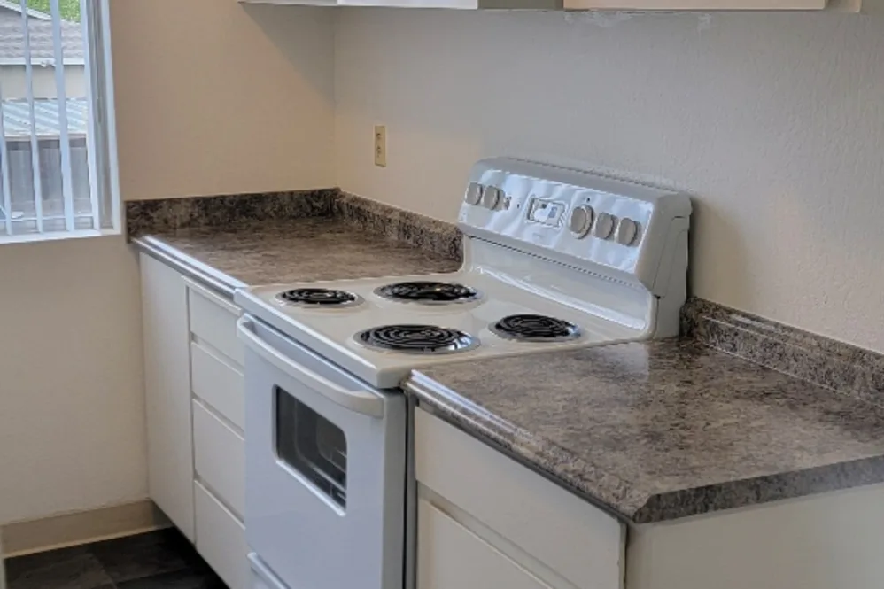 Kitchen with white cabinets