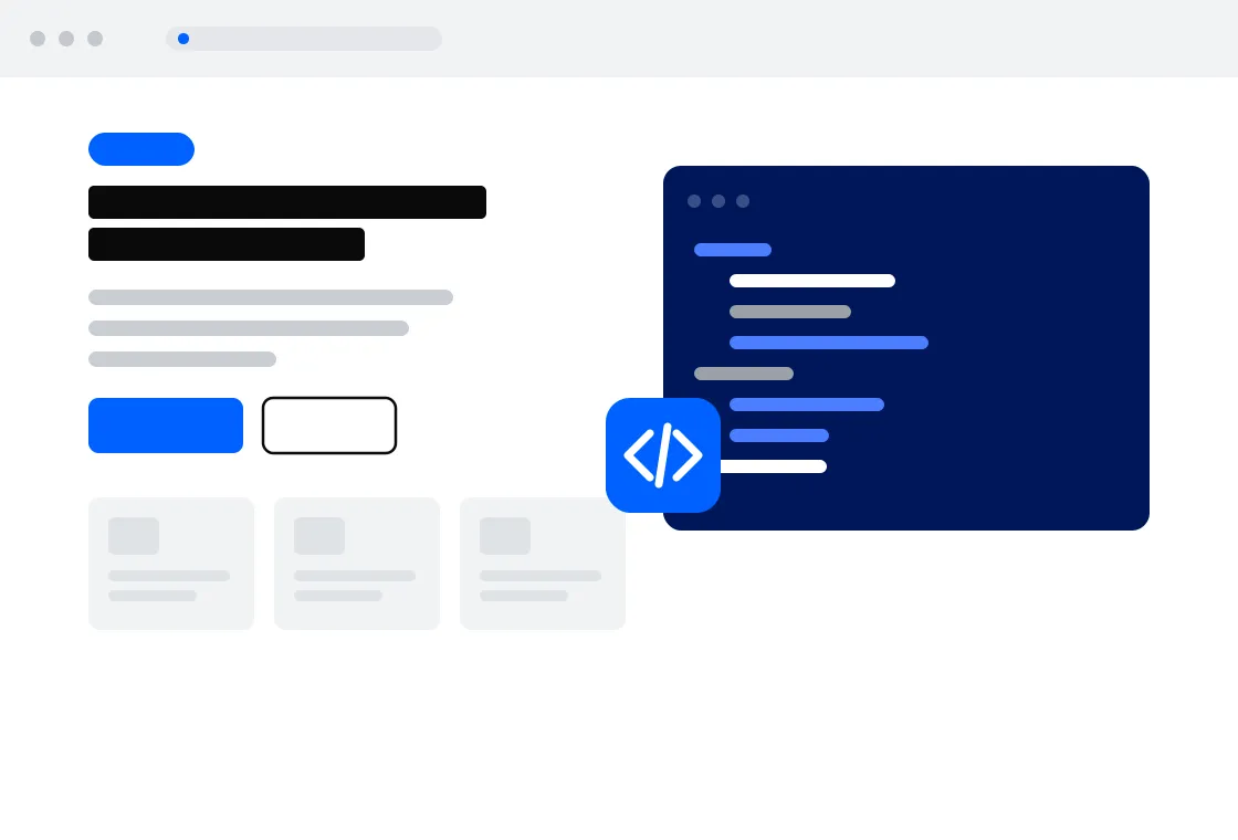 Abstract illustration of a website layout and code editor