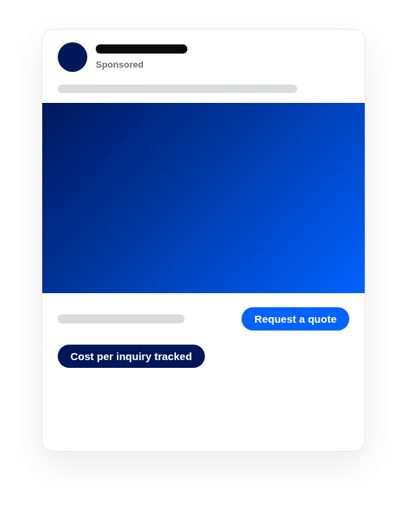 Sponsored social feed ad with cost per inquiry tracking